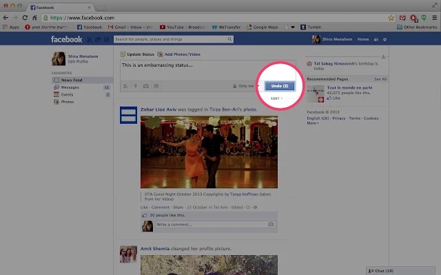 Delete a Facebook Post After you Send it to Facebook Undo